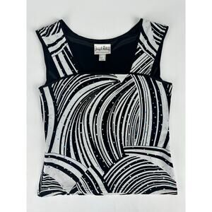 VTG Joseph Ribkoff Zebra Sequin Tank Top 8 M Y2K Baby Tee Animal Print Glam